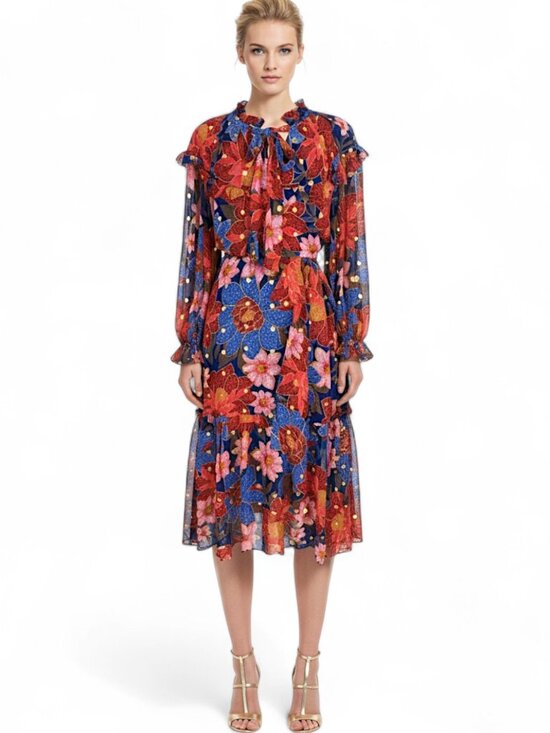 FARM Rio Dresses & Skirts - Farm Rio Navy Garden Lenzing Ecovero Viscose Midi Dress Blue Floral NWT New XL
